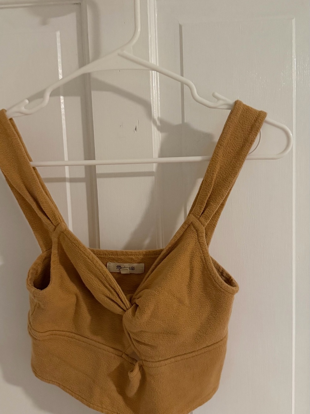 Madewell Knot-Front Crop Top in Mustard